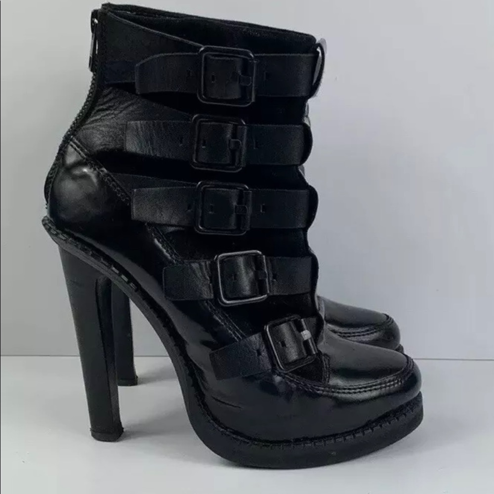 All Saints Black Widow Buckle Boot Size 38 US 7.5